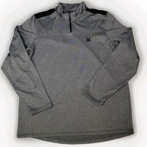 Spyder Quarter Zip Pullover Mens M Gray Black Active ProWEB Mock Neck SPM808U